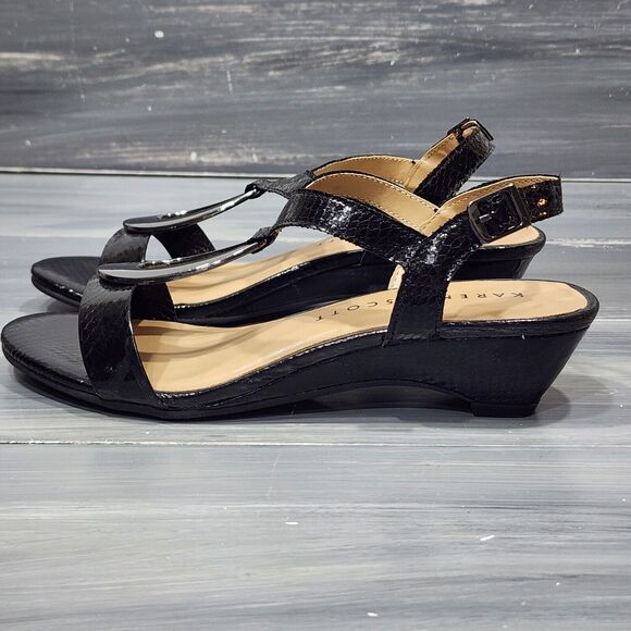 Karen Scott Carmeyy Sandals‎ 5.5 M Black Open Toes FLAW - Picture 3 of 14